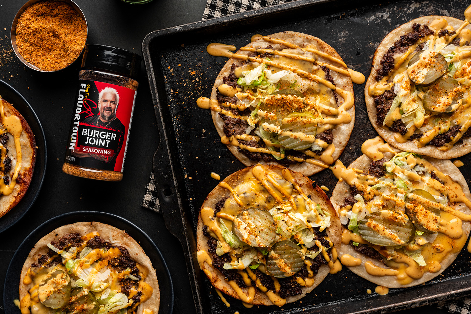 Boom Pow Smash Burger Tacos Recipe made with Flavortown Burger Joint Seasoning Rub