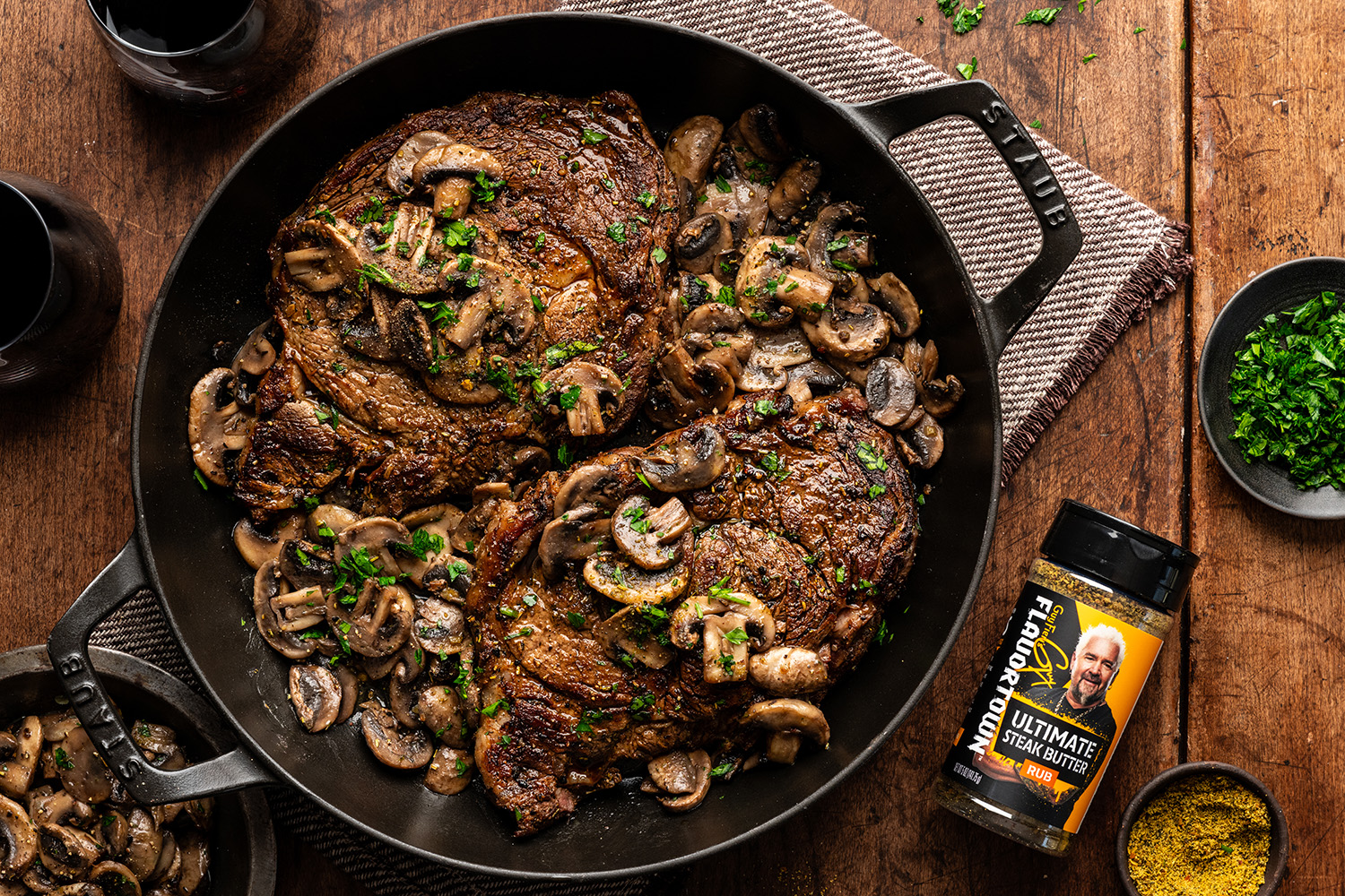 Garlic Butter Steak Dinner Recipe made with Flavortown Ultimate Steak Butter Rub